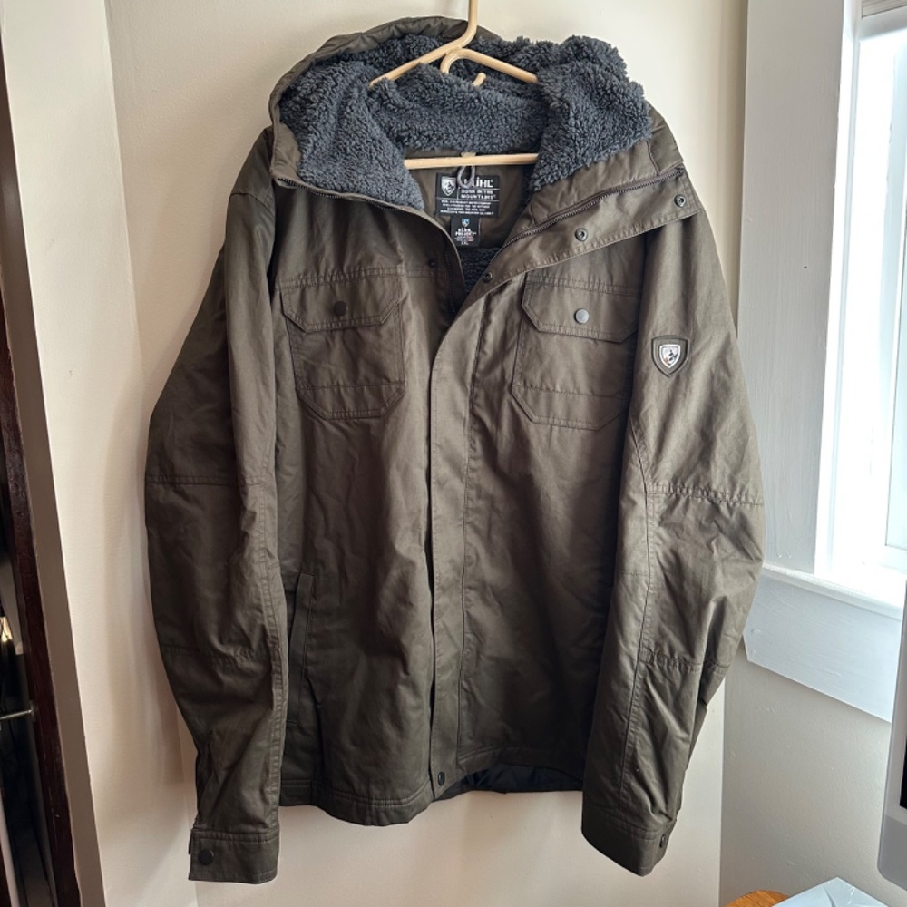 Kuhl Men's Kollusion Fleece Lined Wax Hooded Jacket 1217 XXL Turkish Coffee